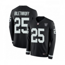 Mens Nike Oakland Raiders 25 Fred Biletnikoff Limited Black Therma Long Sleeve NFL Jersey