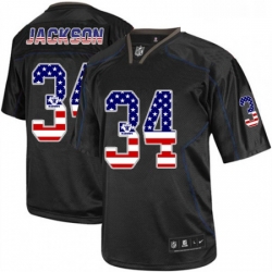 Mens Nike Oakland Raiders 34 Bo Jackson Elite Black USA Flag Fashion NFL Jersey