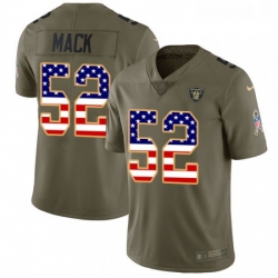 Mens Nike Oakland Raiders 52 Khalil Mack Limited OliveUSA Flag 2017 Salute to Service NFL Jersey