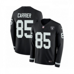 Mens Nike Oakland Raiders 85 Derek Carrier Limited Black Therma Long Sleeve NFL Jersey