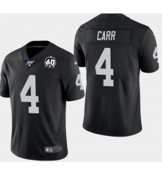 Mens Oakland Raiders 4 Derek Carr 100th and 60th Anniversary Vapor Limited Jersey  Black