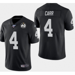 Mens Oakland Raiders 4 Derek Carr 100th and 60th Anniversary Vapor Limited Jersey  Black