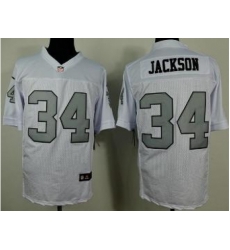 Nike Oakland Raiders 34 Bo.Jackson White Elite Silver No. NFL Jersey