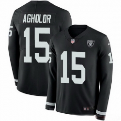 Nike Raiders 15 Nelson Agholor Black Team Color Men Stitched NFL Limited Therma Long Sleeve Jersey