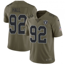 Nike Raiders #92 P J Hall Olive Mens Stitched NFL Limited 2017 Salute To Service Jersey