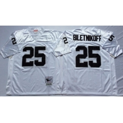 Raiders 25 Fred Biletnikoff White Throwback Jersey