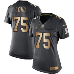 Nike Raiders #75 Howie Long Black Womens Stitched NFL Limited Gold Salute to Service Jersey