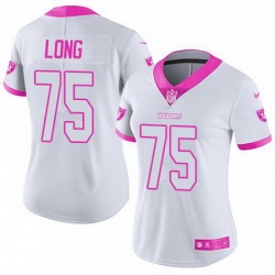 Nike Raiders #75 Howie Long White Pink Womens Stitched NFL Limited Rush Fashion Jersey