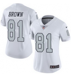 Nike Raiders #81 Tim Brown White Womens Stitched NFL Limited Rush Jersey