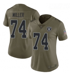 Raiders #74 Kolton Miller Olive Women Stitched Football Limited 2017 Salute to Service Jersey