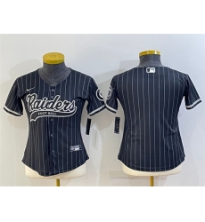 Women Las Vegas Raiders Black With Patch Cool Base Stitched Baseball Jersey