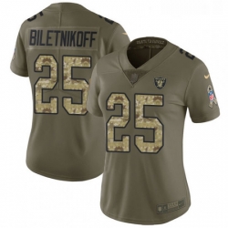 Womens Nike Oakland Raiders 25 Fred Biletnikoff Limited OliveCamo 2017 Salute to Service NFL Jersey