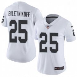 Womens Nike Oakland Raiders 25 Fred Biletnikoff White Vapor Untouchable Limited Player NFL Jersey