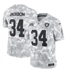 Youth Las Vegas Raiders 34 Bo Jackson 2024 F U S E  Arctic Camo Salute To Service Limited Stitched Football Jersey