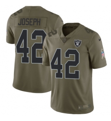 Youth Nike Raiders #42 Karl Joseph Olive Stitched NFL Limited 2017 Salute to Service Jersey