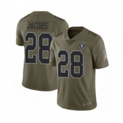 Youth Oakland Raiders 28 Josh Jacobs Limited Olive 2017 Salute to Service Football Jersey