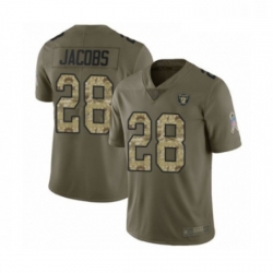 Youth Oakland Raiders 28 Josh Jacobs Limited Olive Camo 2017 Salute to Service Football Jersey