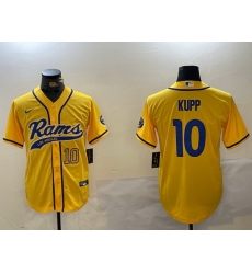 Men Los Angeles Rams 10 Cooper Kupp yellow Cool Base Stitched Baseball Jersey 3