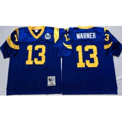 Men Los Angeles Rams 13 Kurt Warner Blue M&N Throwback Jersey