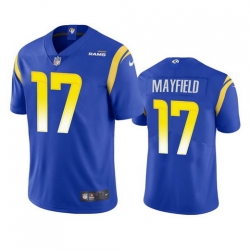 Men Los Angeles Rams 17 Baker Mayfield Royal Vapor Untouchable Limited Stitched Football Jersey