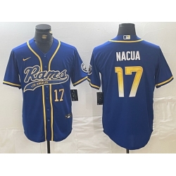 Men Los Angeles Rams 17 Puka Nacua Royal Cool Base Stitched Baseball Jersey 1