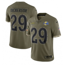 Men Los Angeles Rams 29 Eric Dickerson Olive 2022 Salute To Service Limited Stitched Jersey