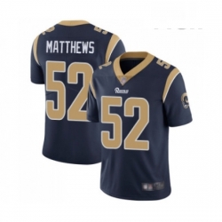 Men Los Angeles Rams 52 Clay Matthews Navy Blue Team Color Vapor Untouchable Limited Player Football Jersey