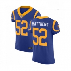 Men Los Angeles Rams 52 Clay Matthews Royal Blue Alternate Vapor Untouchable Elite Player Football Jersey