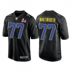 Men Los Angeles Rams 77 Andrew Whitworth 2022 Black Super Bowl LVI Game Stitched Jersey