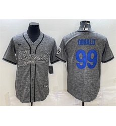 Men Los Angeles Rams 99 Aaron Donald Grey With Patch Cool Base Stitched Baseball Jersey