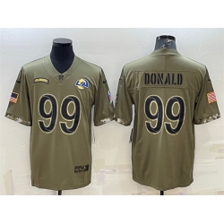 Men Los Angeles Rams 99 Aaron Donald Olive 2022 Salute To Service Limited Stitched Jersey