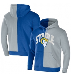 Men Los Angeles Rams Royal Grey Split Logo Pullover Hoodie