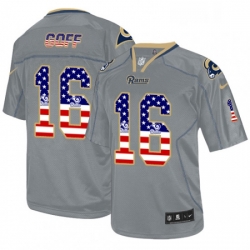 Men Nike Los Angeles Rams 16 Jared Goff Elite Grey USA Flag Fashion NFL Jersey