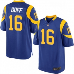 Men Nike Los Angeles Rams 16 Jared Goff Game Royal Blue Alternate NFL Jersey