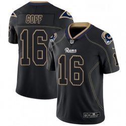 Men Nike Los Angeles Rams 16 Jared Goff Limited Lights Out Black Rush NFL Jersey