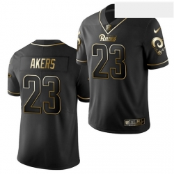 Men Nike Rams 23 Cam Akers Draft Black Golden Edition Jersey