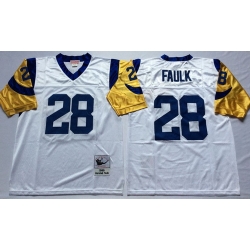 Mitchell And Ness Rams #28 marshall faulk white Throwback Stitched NFL Jersey