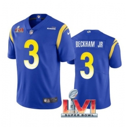 Nike Los Angeles Rams 3 Odell Beckham Jr. Royal 2022 Super Bowl LVI Vapor Limited Jersey