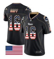 Nike Rams #16 Jared Goff Black Men Stitched NFL Limited Rush USA Flag Jersey