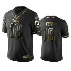 Rams 18 Cooper Kupp Black Men Stitched Football Limited Golden Edition Jersey