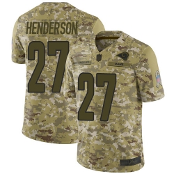 Rams 27 Darrell Henderson Camo Men Stitched Football Limited 2018 Salute To Service Jersey