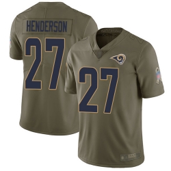 Rams 27 Darrell Henderson Olive Men Stitched Football Limited 2017 Salute To Service Jersey