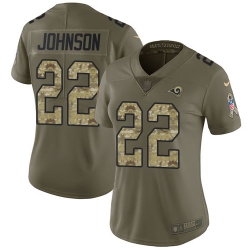 Nike Rams #22 Trumaine Johnson Olive Camo Womens Stitched NFL Limited 2017 Salute to Service Jersey