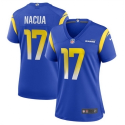 Women Los Angeles Rams 17 Puka Nacua Blue Stitched Game Jersey  Run Small