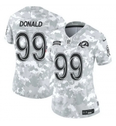 Women Los Angeles Rams 99 Aaron Donald 2024 F U S E Arctic Camo Salute To Service Limited Stitched Football Jersey