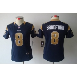 Women Nike St. Louis Rams 8# Sam Bradford Blue Color[NIKE LIMITED Jersey]