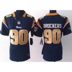 Women Nike St. Louis Rams 90 Brockers Blue LIMITED Jerseys