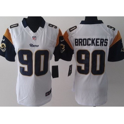 Women Nike St. Louis Rams 90 Brockers White LIMITED Jerseys