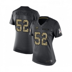 Womens Los Angeles Rams 52 Clay Matthews Limited Black 2016 Salute to Service Football Jersey