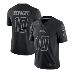 Men Los Angeles Chargers 10 Justin Herbert Black Reflective Limited Stitched Football Jersey